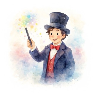 Illustration du mot « magicien », pour travailler les sons « oin » et « ien »