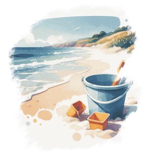 Illustration du mot « plage », pour travailler les groupes de consonnes avec l