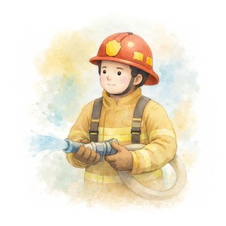 Illustration du mot « pompier », pour travailler le son « é » écrit er, ez, ier