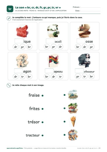 Page 3 de la fiche : Je lis des mots