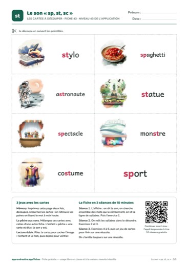 Page 5 de la fiche : Les cartes à découper