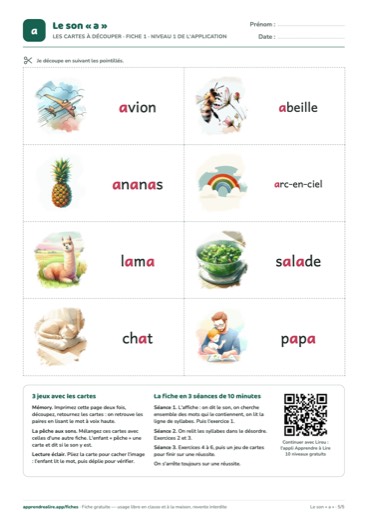 Page 5 de la fiche : Les cartes à découper