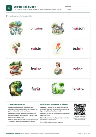 Page 5 de la fiche : Les cartes à découper