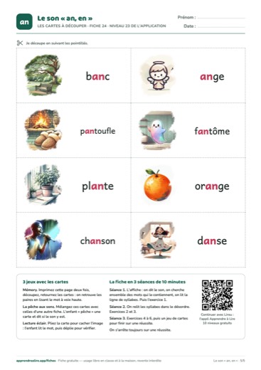 Page 5 de la fiche : Les cartes à découper