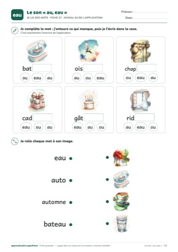 Page 3 de la fiche : Je lis des mots