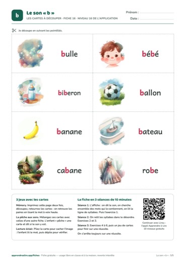 Page 5 de la fiche : Les cartes à découper