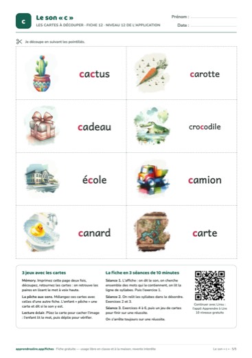 Page 5 de la fiche : Les cartes à découper