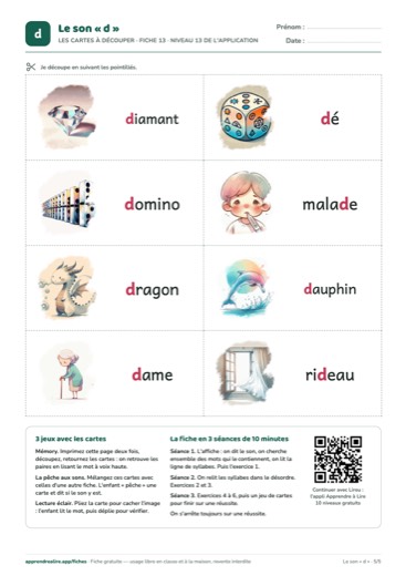 Page 5 de la fiche : Les cartes à découper