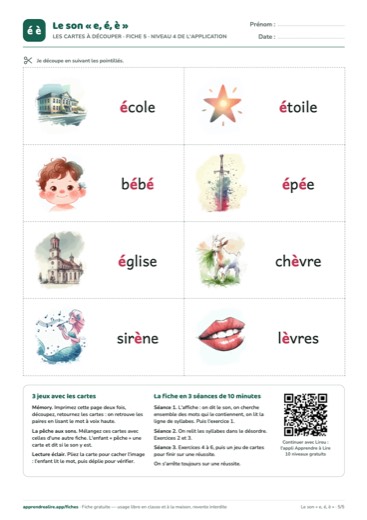 Page 5 de la fiche : Les cartes à découper