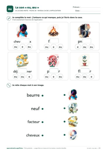 Page 3 de la fiche : Je lis des mots