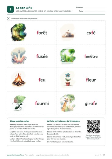 Page 5 de la fiche : Les cartes à découper