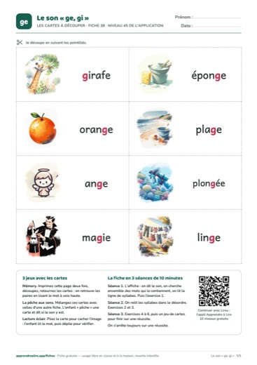 Page 5 de la fiche : Les cartes à découper