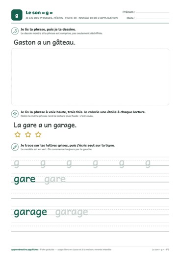 Page 4 de la fiche : Je lis des phrases, j'écris