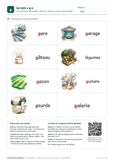 Page 5 de la fiche : Les cartes à découper