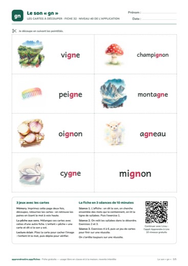 Page 5 de la fiche : Les cartes à découper