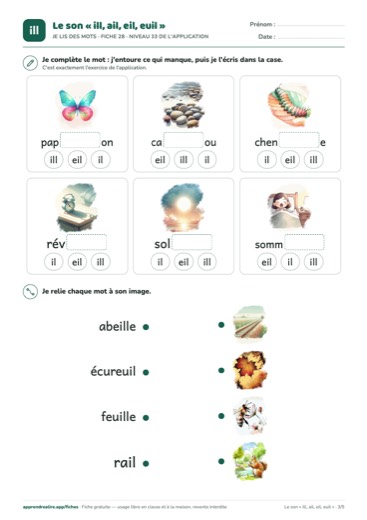 Page 3 de la fiche : Je lis des mots