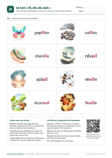 Page 5 de la fiche : Les cartes à découper