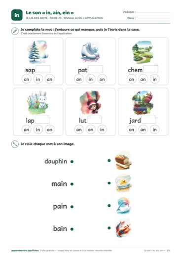 Page 3 de la fiche : Je lis des mots