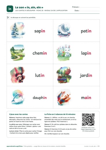 Page 5 de la fiche : Les cartes à découper