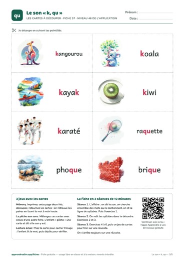 Page 5 de la fiche : Les cartes à découper