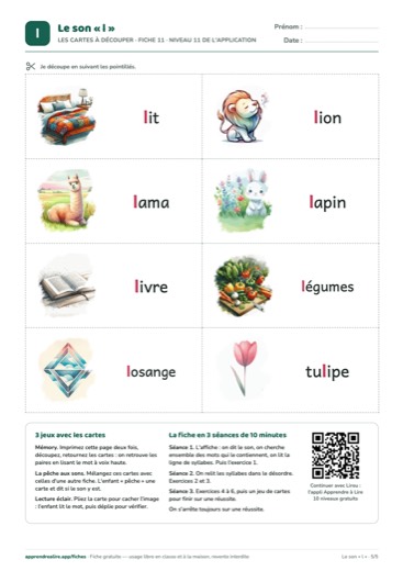 Page 5 de la fiche : Les cartes à découper