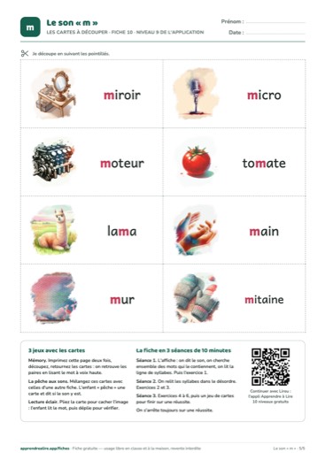 Page 5 de la fiche : Les cartes à découper