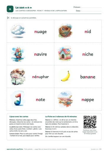 Page 5 de la fiche : Les cartes à découper