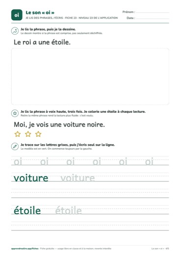 Page 4 de la fiche : Je lis des phrases, j'écris