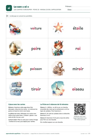 Page 5 de la fiche : Les cartes à découper