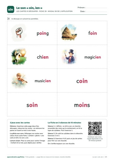 Page 5 de la fiche : Les cartes à découper