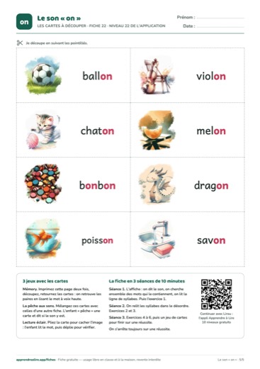 Page 5 de la fiche : Les cartes à découper