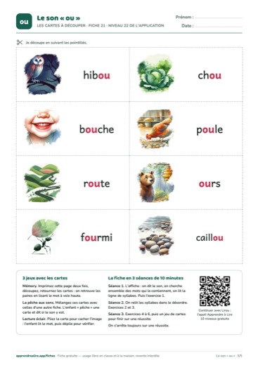 Page 5 de la fiche : Les cartes à découper