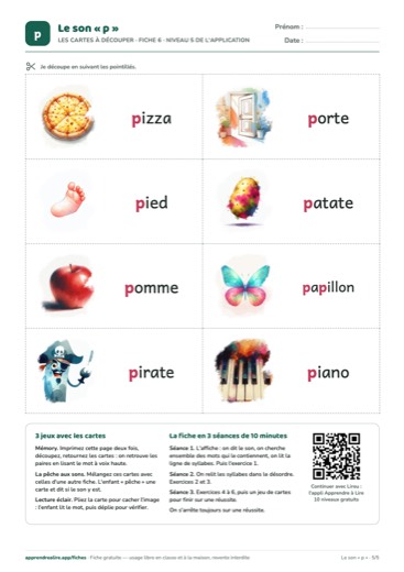 Page 5 de la fiche : Les cartes à découper