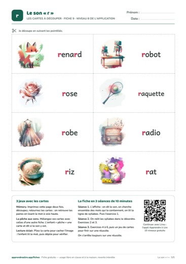 Page 5 de la fiche : Les cartes à découper