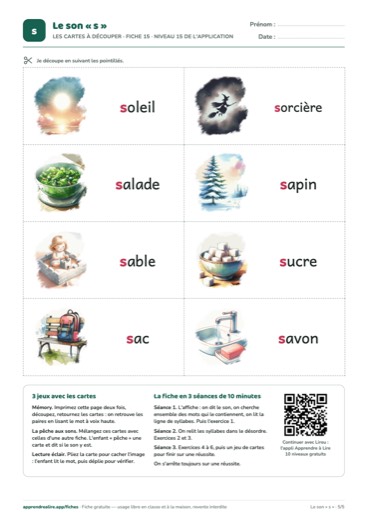 Page 5 de la fiche : Les cartes à découper
