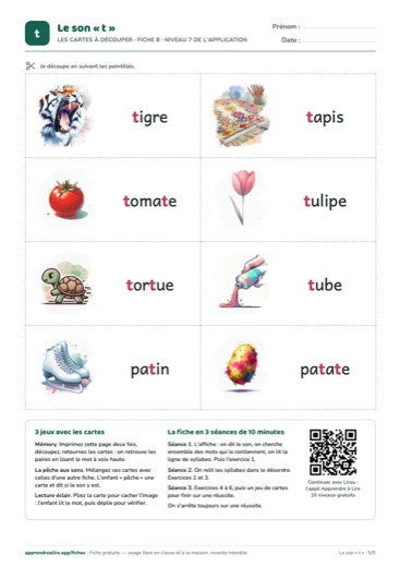 Page 5 de la fiche : Les cartes à découper