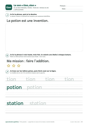 Page 4 de la fiche : Je lis des phrases, j'écris