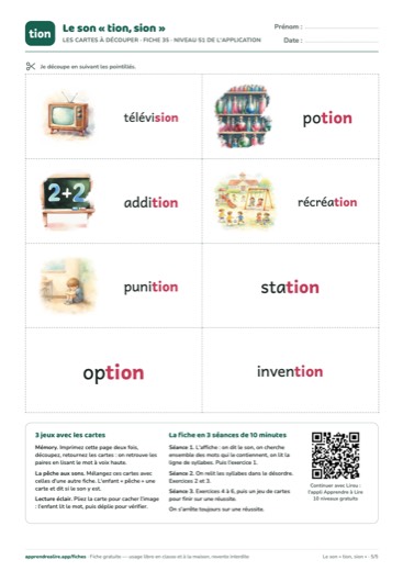 Page 5 de la fiche : Les cartes à découper