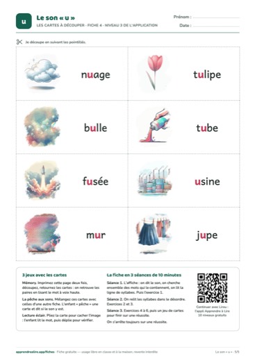 Page 5 de la fiche : Les cartes à découper