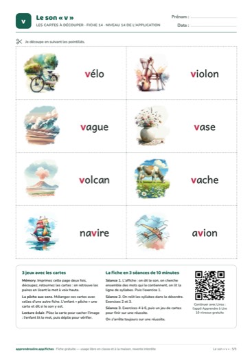 Page 5 de la fiche : Les cartes à découper