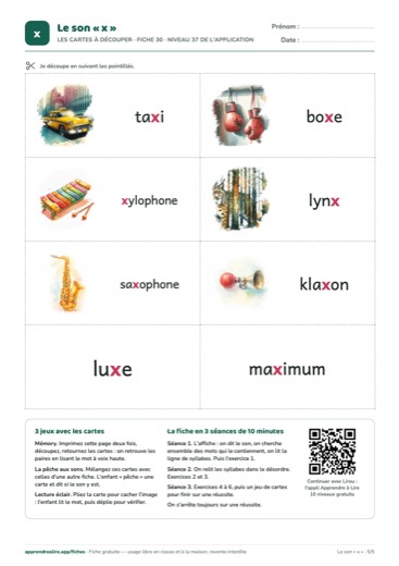 Page 5 de la fiche : Les cartes à découper