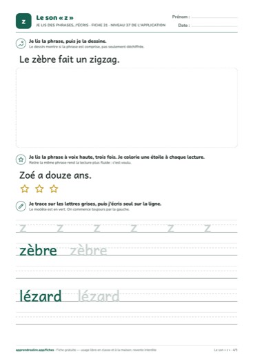 Page 4 de la fiche : Je lis des phrases, j'écris