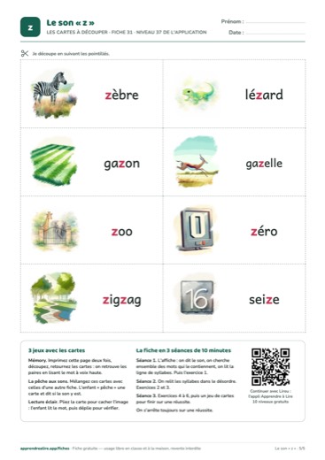 Page 5 de la fiche : Les cartes à découper