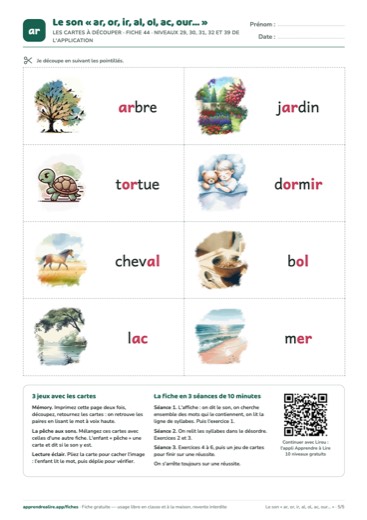 Page 5 de la fiche : Les cartes à découper