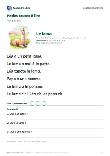 Page 1 : Le lama